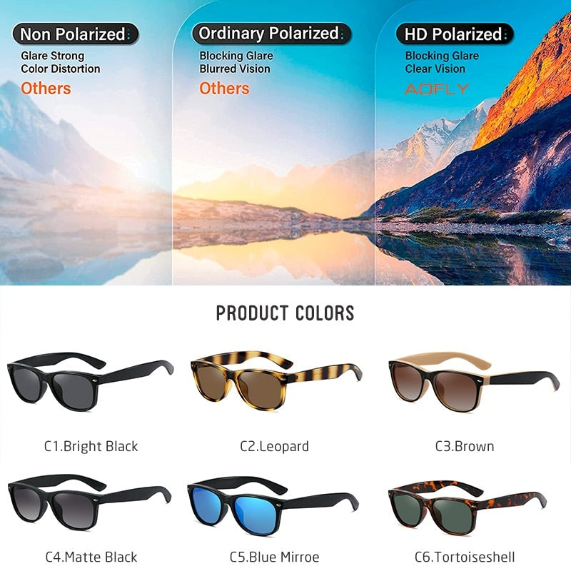 AOFLY Rectangle Polarized Sunglasses