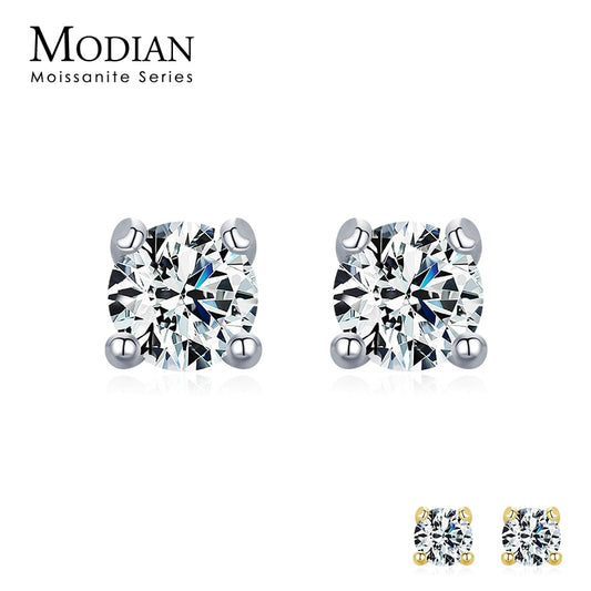 Moissanite Gemstone Clear D Color Stud Earrings 1/10 CT