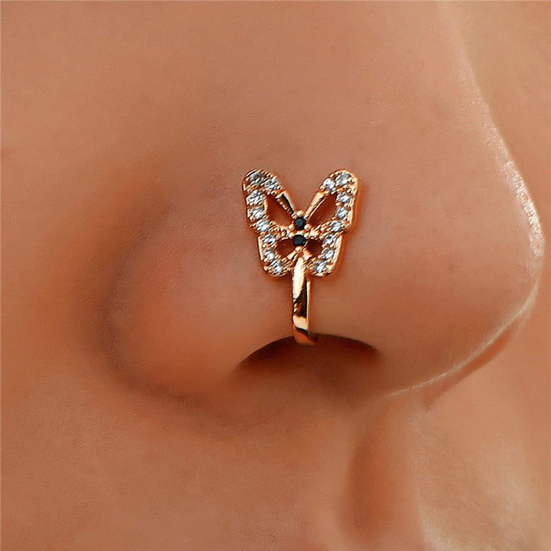 1Pc Fake Septum Piercing Butterfly Nose Ring