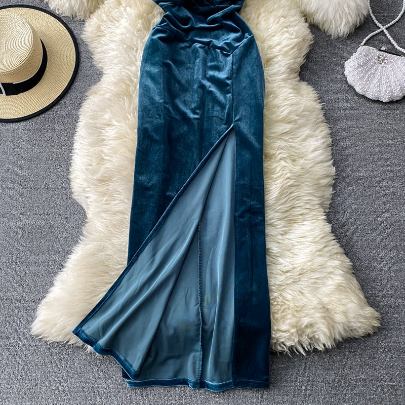 Velvety High Slit Maxi Dress