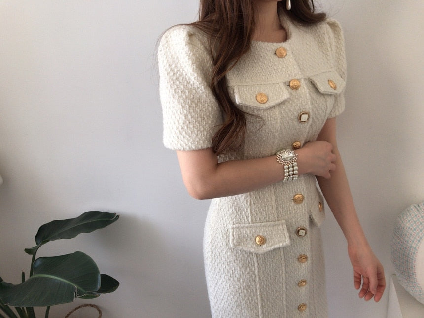 Tweed Button Dress Mini