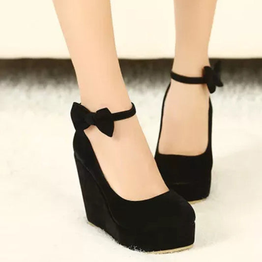 Bowtie Ankle Strap Wedges