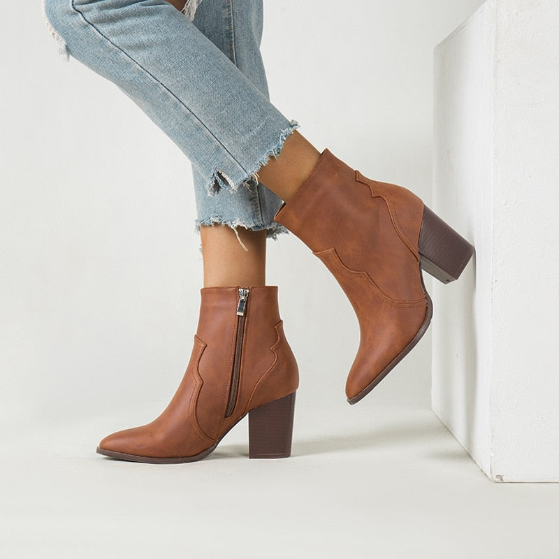 Motorcycle Western Cowboy Ankle Booties