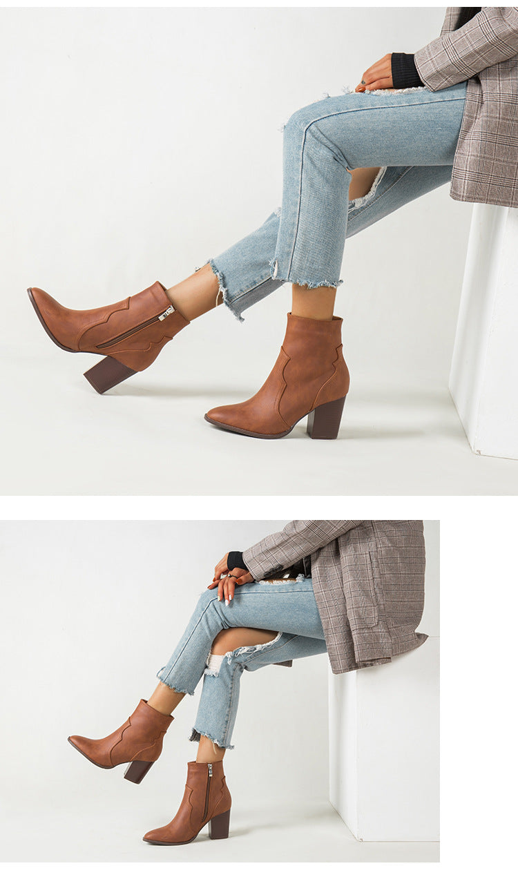 Motorcycle Western Cowboy Ankle Booties