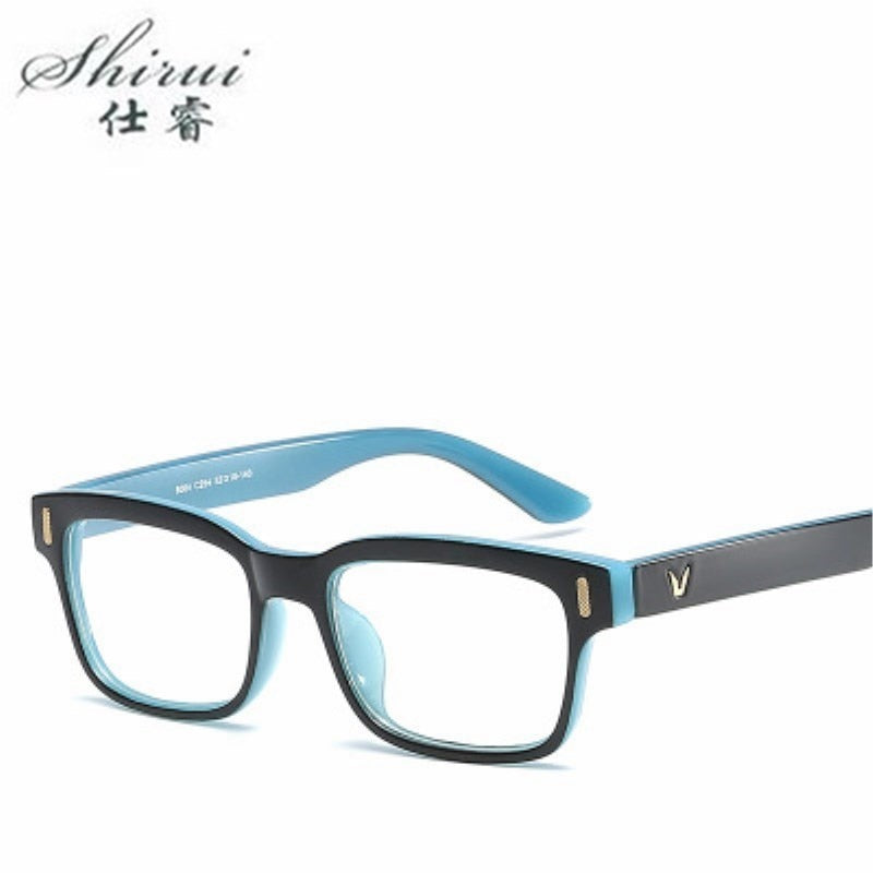 Unisex Rectangle Black Blue Eye Glasses