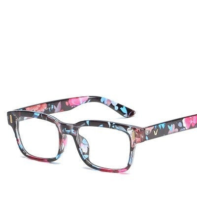 Unisex Rectangle Black Blue Eye Glasses