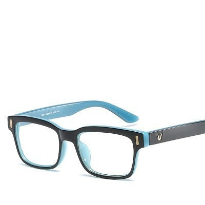 Unisex Rectangle Black Blue Eye Glasses