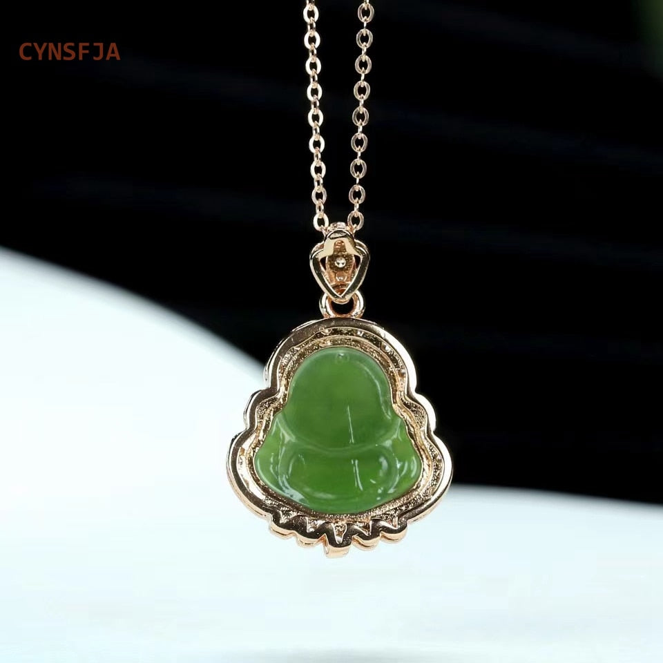 Lucky Amulets Buddha Necklace- Certified Hetian Jade Jasper