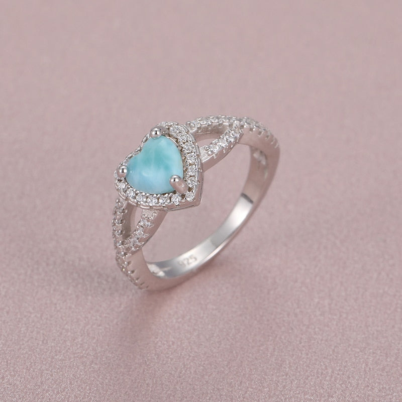 Classic Love Natural Stone 925 Sterling Silver Ring