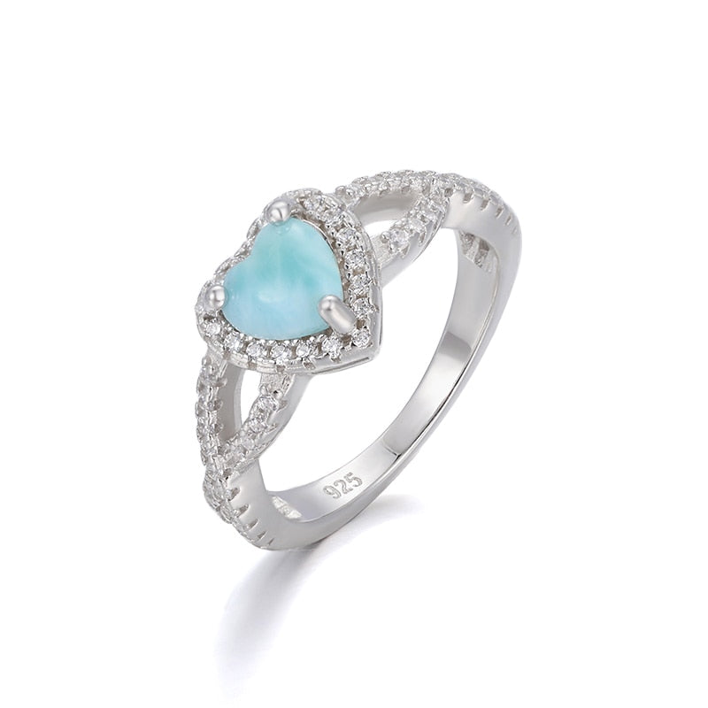 Classic Love Natural Stone 925 Sterling Silver Ring