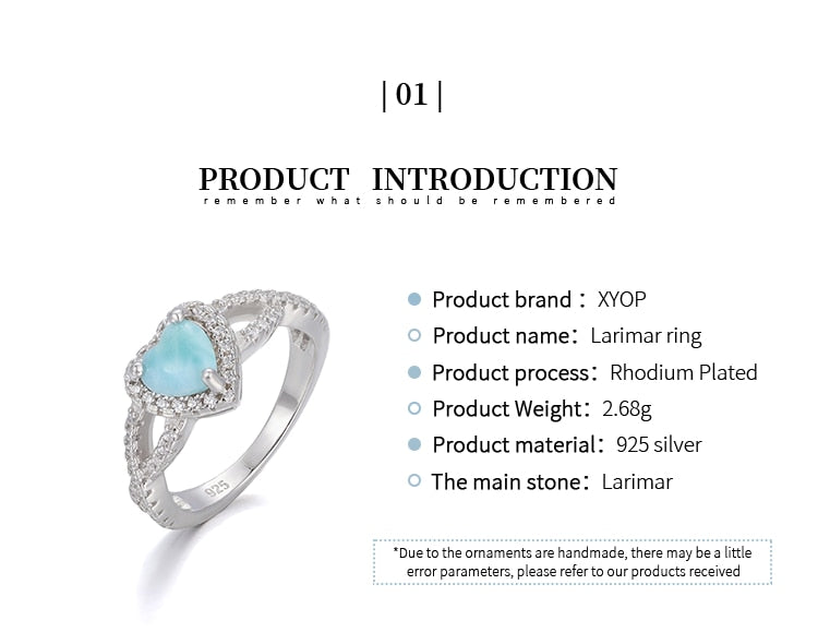 Classic Love Natural Stone 925 Sterling Silver Ring