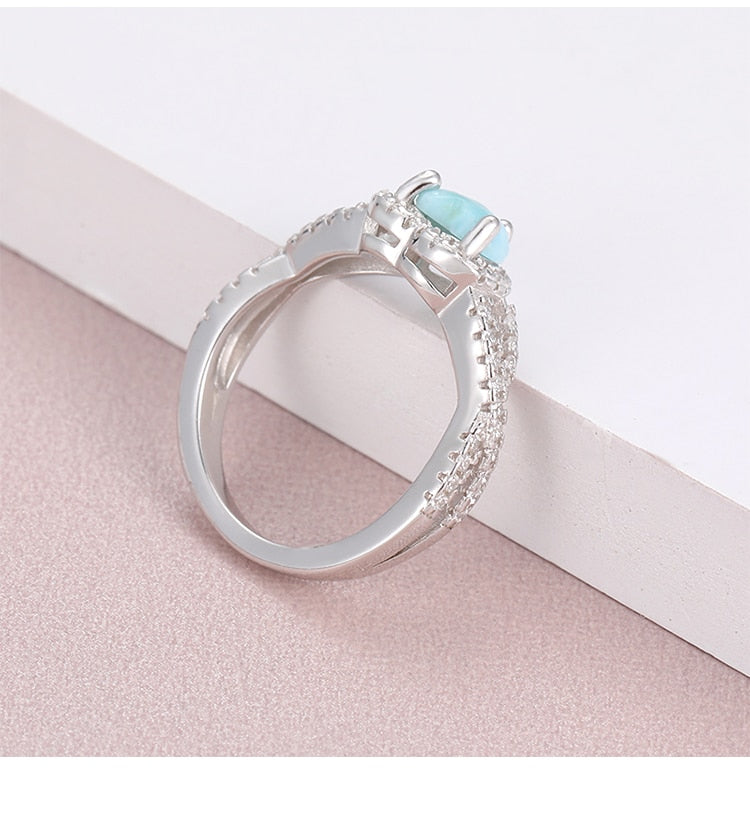 Classic Love Natural Stone 925 Sterling Silver Ring