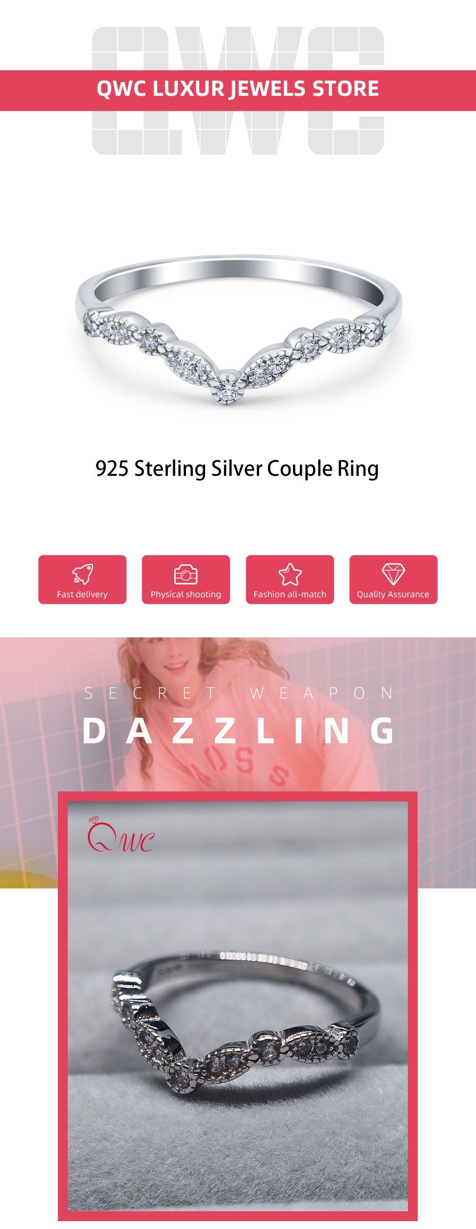 Queen 925 Sterling Silver Diamond Ring