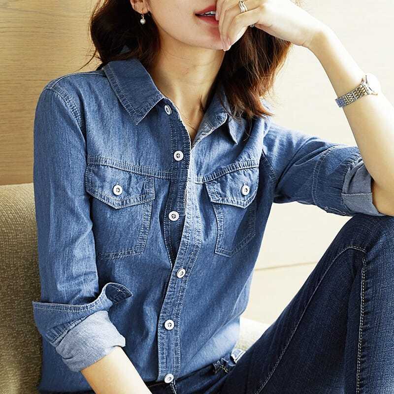 Casual Button Up Denim Top