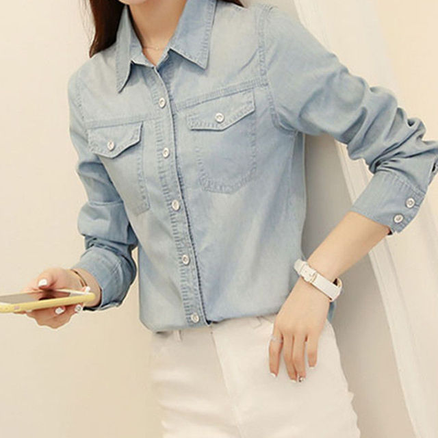 Casual Button Up Denim Top