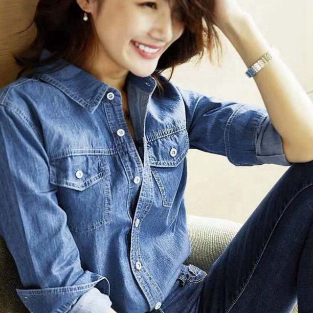 Casual Button Up Denim Top