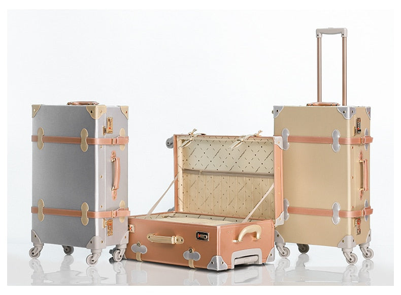 1PC or 2PC Vintage Travel Trolley Luggage