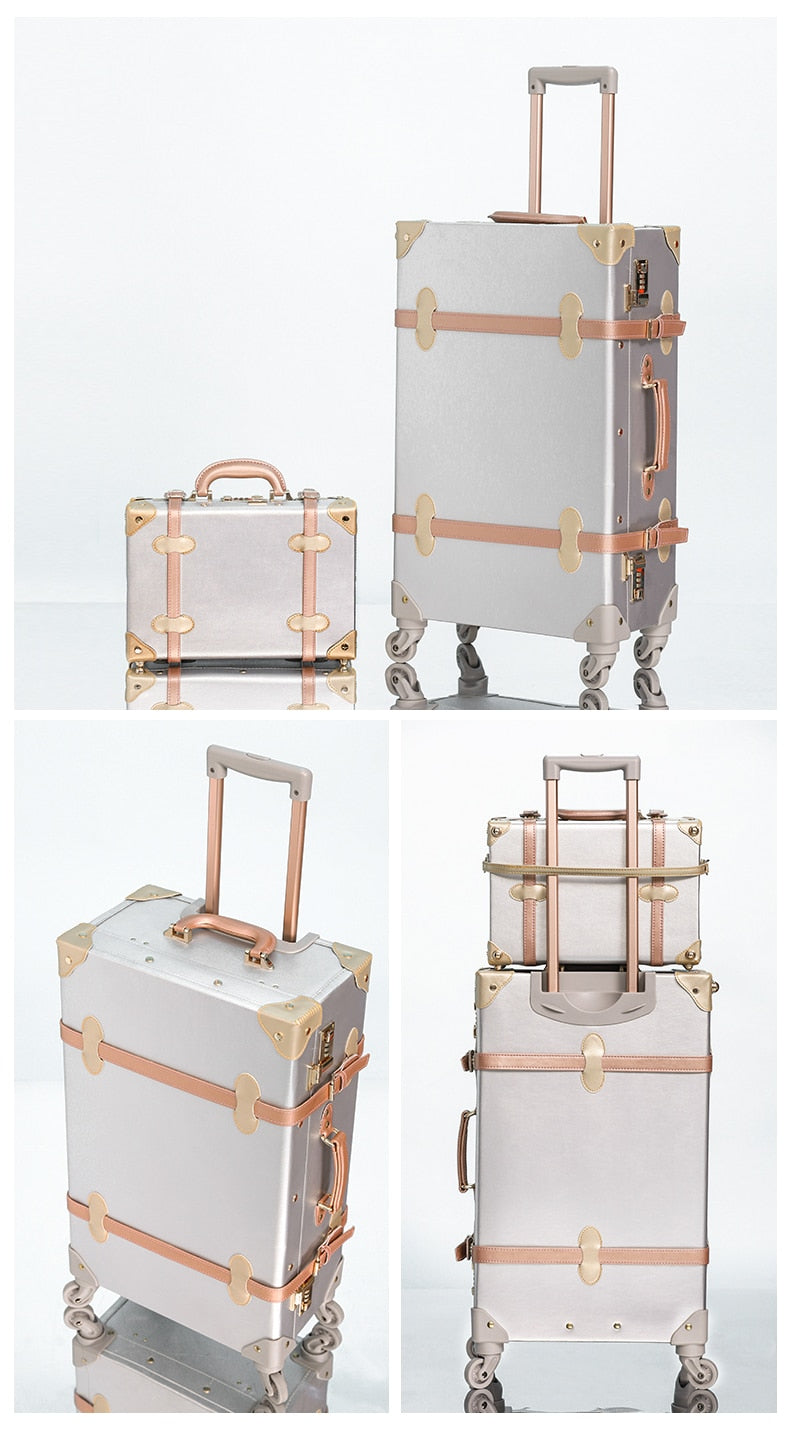 1PC or 2PC Vintage Travel Trolley Luggage