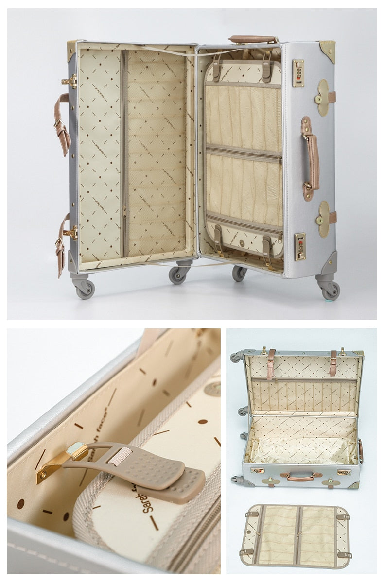 1PC or 2PC Vintage Travel Trolley Luggage