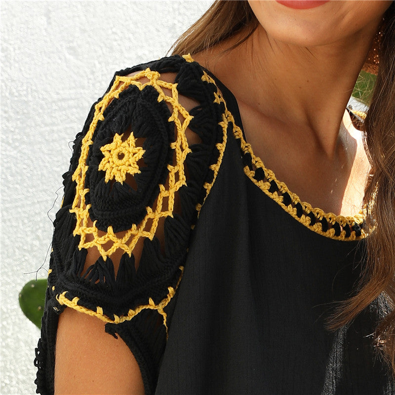 Holbox Crochet Flower One Shoulder Cover Up