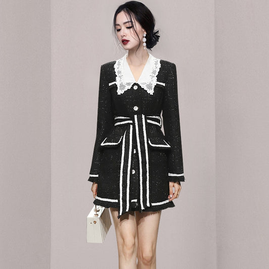 Silk Wool Lace Collar Coat