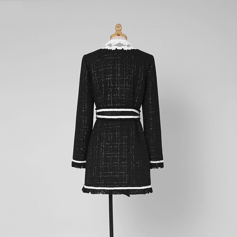 Silk Wool Lace Collar Coat