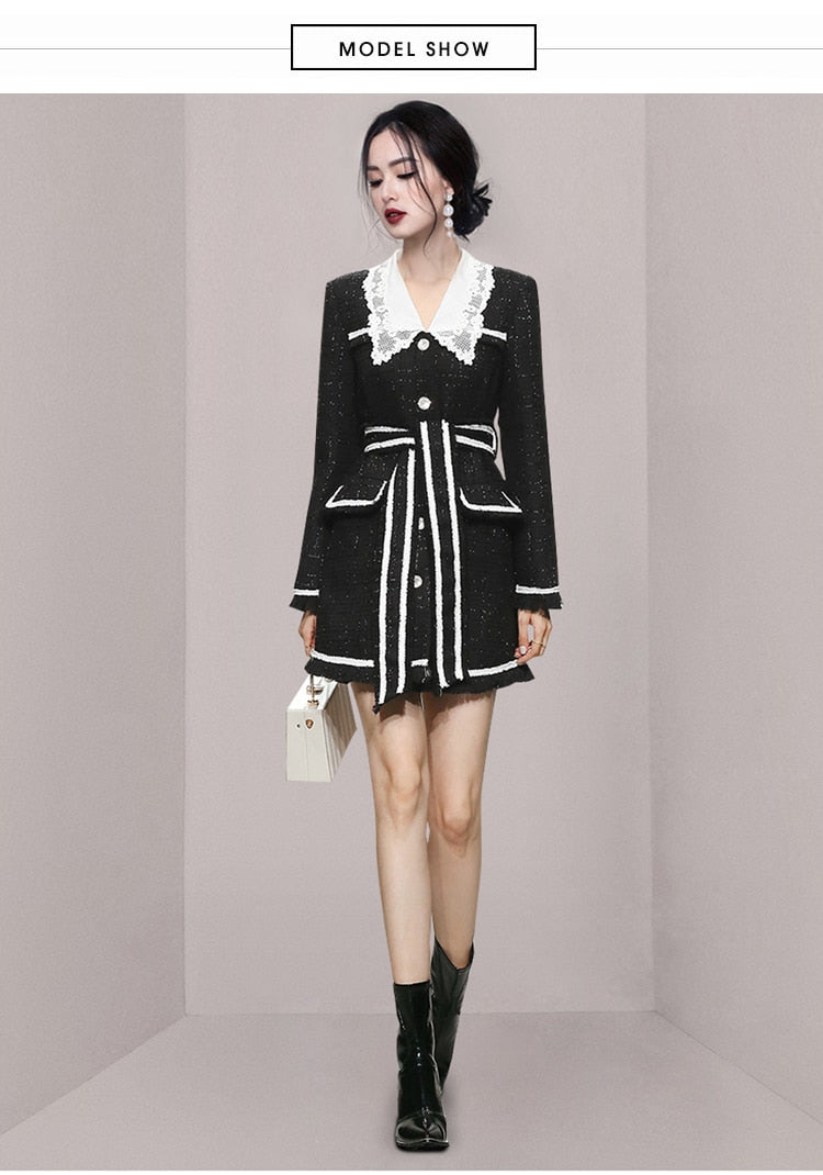 Silk Wool Lace Collar Coat