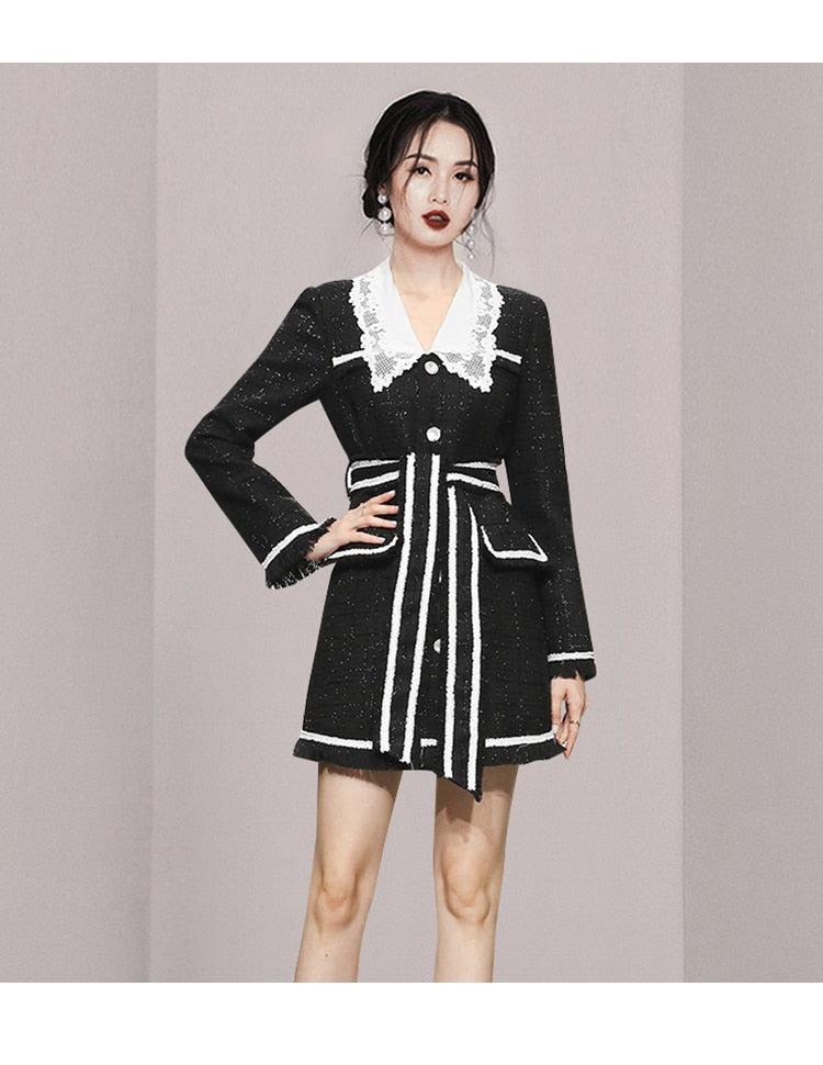 Silk Wool Lace Collar Coat