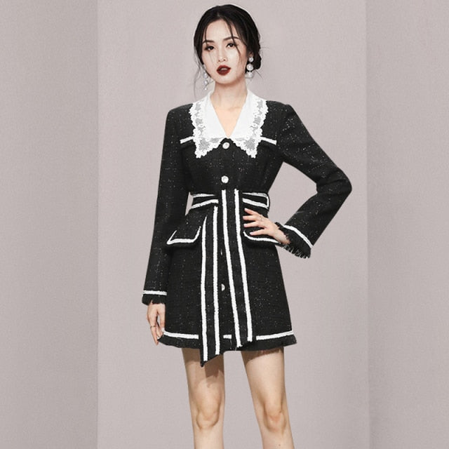 Silk Wool Lace Collar Coat