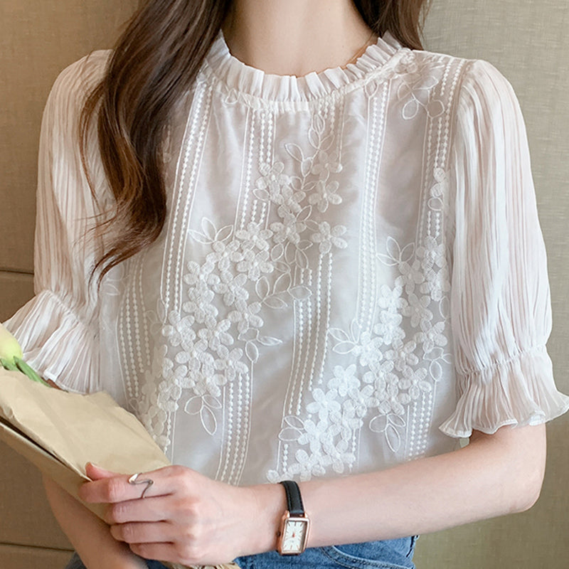 Summer Lace Chiffon Blouse