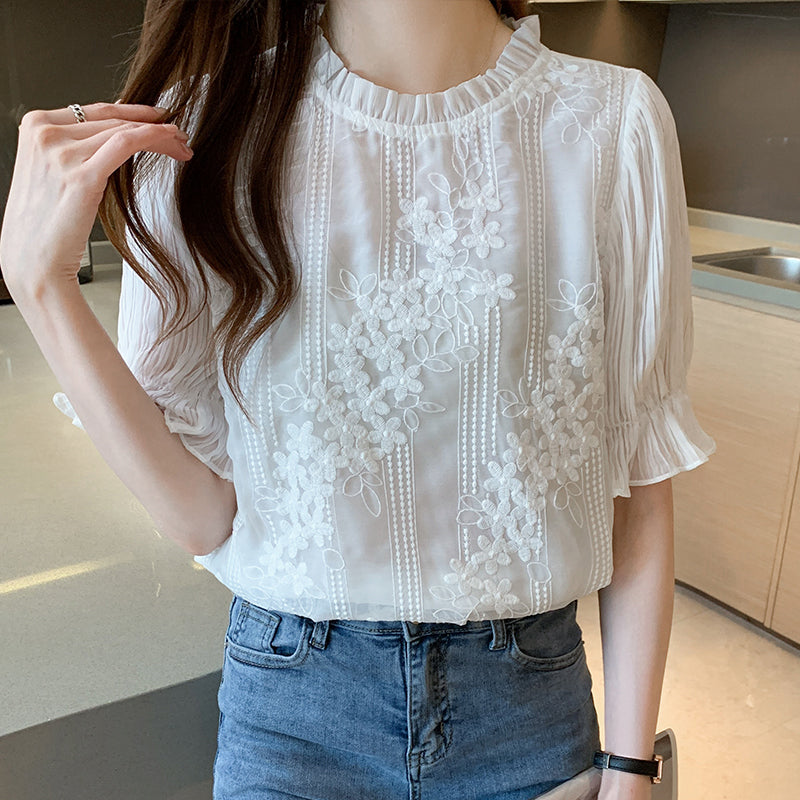 Summer Lace Chiffon Blouse