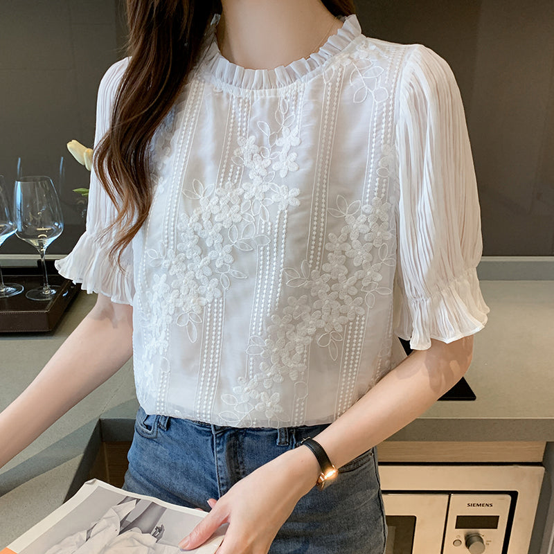 Summer Lace Chiffon Blouse