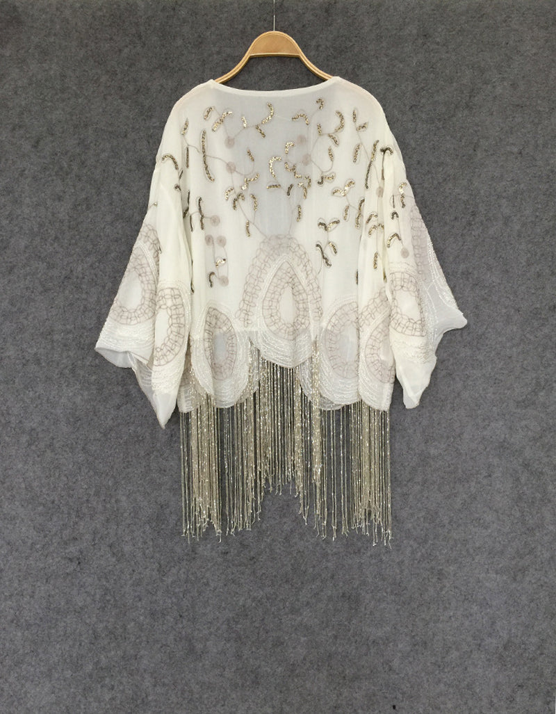 Cream-colored Chiffon Boho Handmade Blouse