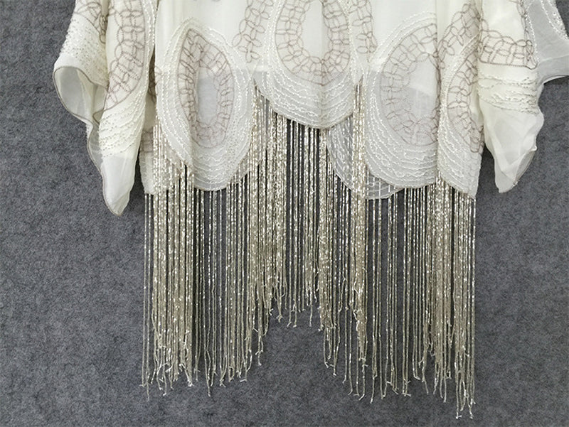 Cream-colored Chiffon Boho Handmade Blouse