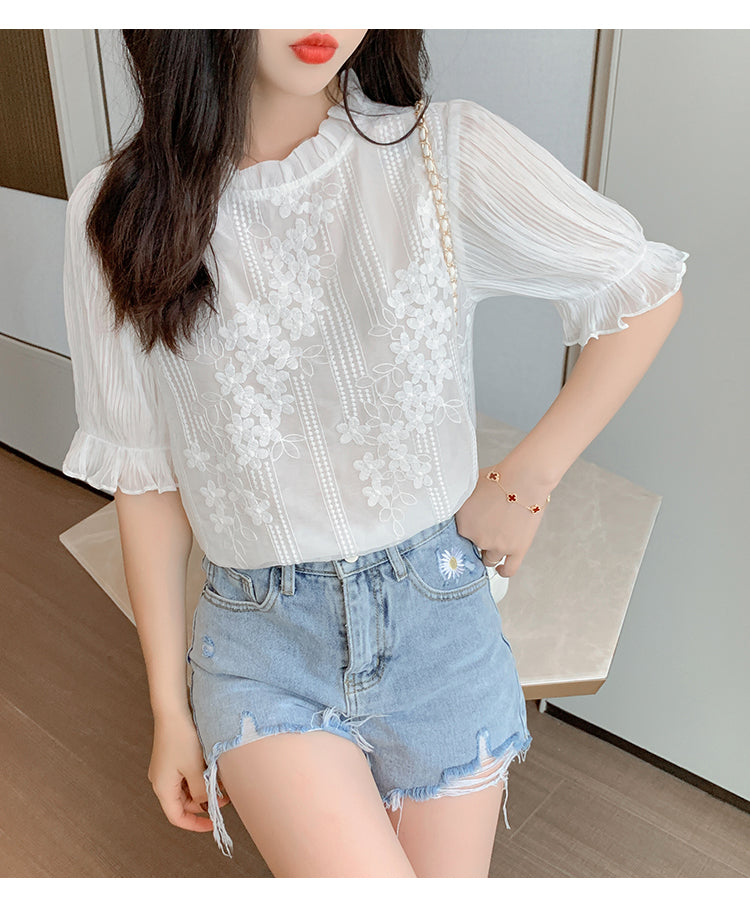 Summer Lace Chiffon Blouse