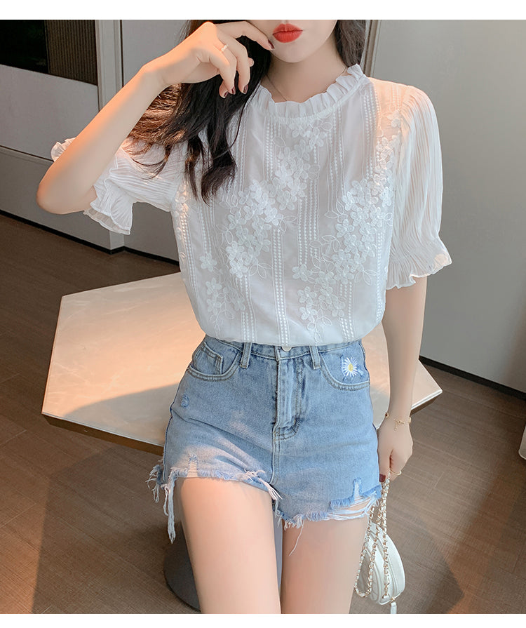 Summer Lace Chiffon Blouse