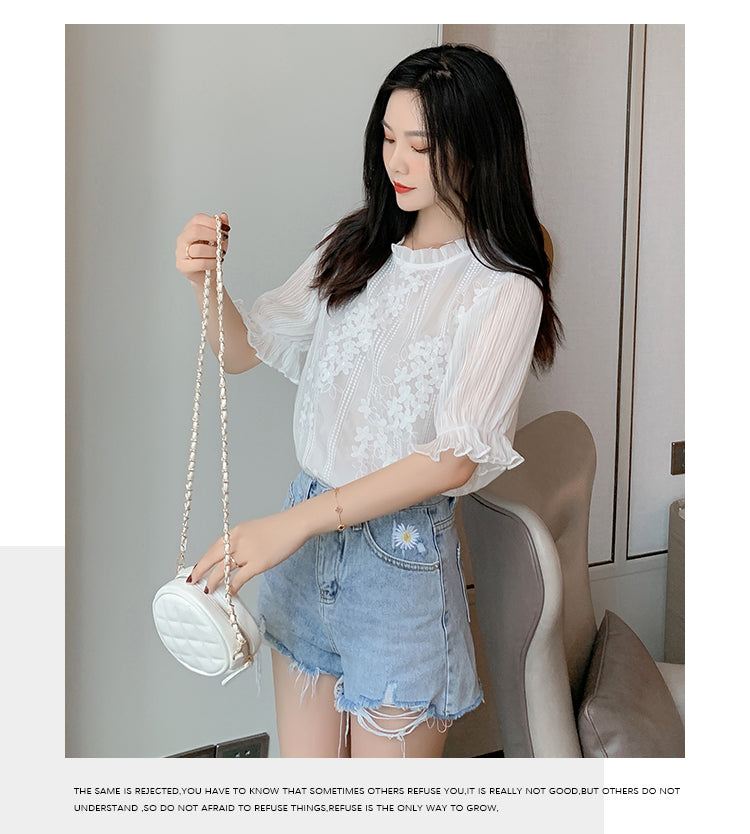 Summer Lace Chiffon Blouse