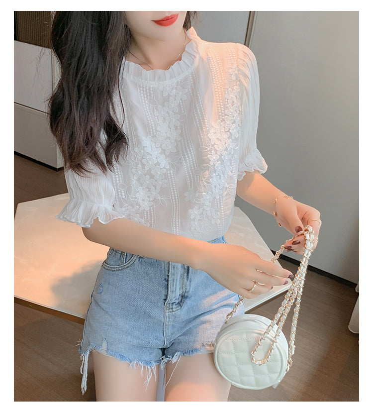 Summer Lace Chiffon Blouse