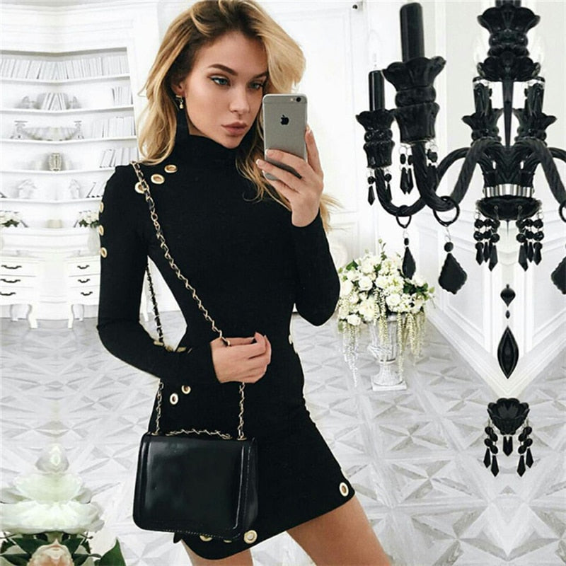 Turtleneck Eyelet MIni Dress