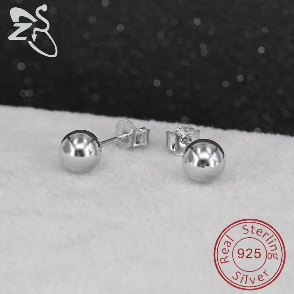 Silver Round Stud Earrings - 2.5-6mm 925 Sterling Silver