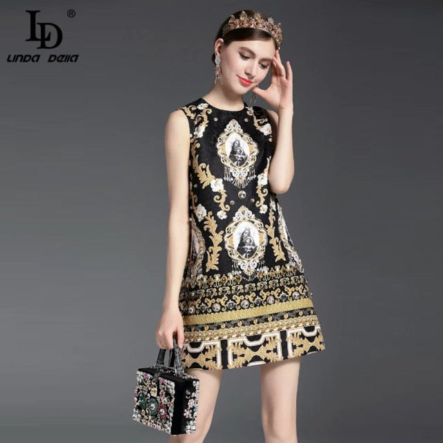 Lux Jacquard Printed Vintage Dress